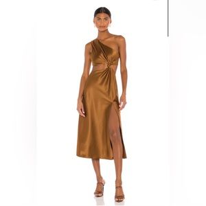 LPA Imani Midi Dress in Brown/Bronze, Medium, Like New